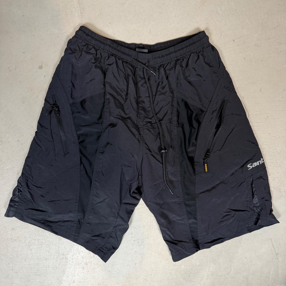 Santic Mens Padded Cycling Shorts Black Nylon MTB Biking Size Medium